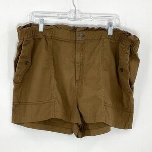 Old Navy Shorts Women XL Brown 100% Cotton Paper-bag Pockets‎ Preppy Summer